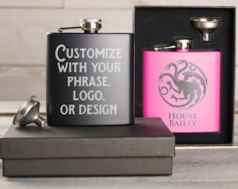 Custom Flask, Personalized Flask, Flask For Men, Engraved Flask, Hip Flask, Gift For Boyfriend, Drink Flask, Etched Flask, Best Man Gift