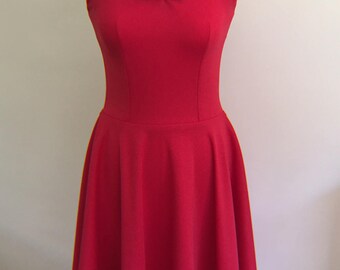 Red dress with sweetheart neckline