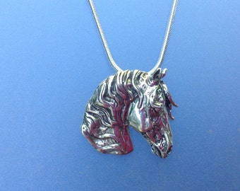 Horse pendant STERLING SILVER necklace Equestrian jewelry Zimmer signed