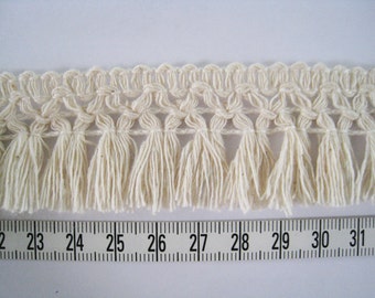 3 to 6 yards 100% Cotton Fringe Trim Tassel Trim 3.2 cm - Choose your own yards - Natural Cotton Color