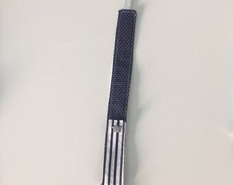 Blue and white sailor pacifier