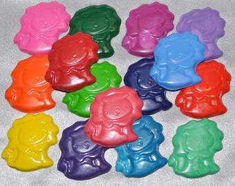Lion Shaped Recycled Crayons, Total of 15 Crayons. Boy or Girl Kids Unique Party Favors, Crayons.