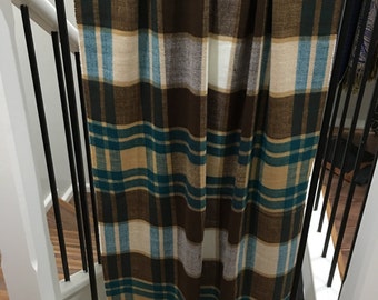 Cashmere Feel Plaid Scarf (Blue/Purple/Brown)
