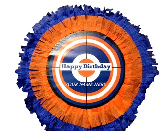 Nerf pinata target- custom made large birthday party pinata 16 x 4 or 16 x 6 inches centerpiece.your name on the pinata.