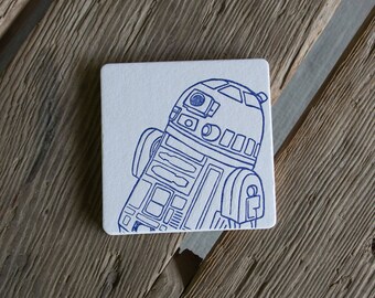 Droid coasters, R2D2 (Letterpress printed, 3.5 inches) set of 4