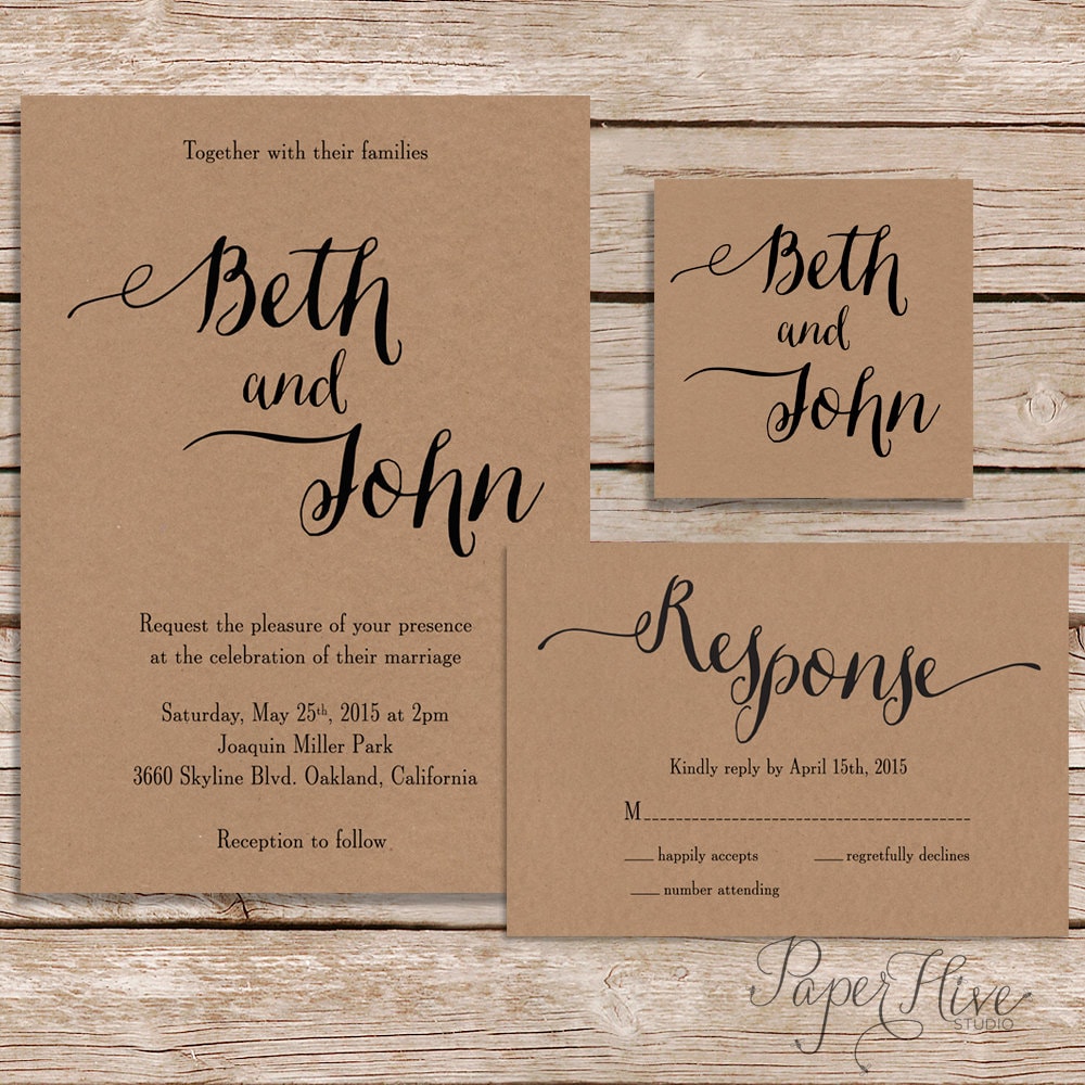 kraft wedding invitation / printable wedding invitation