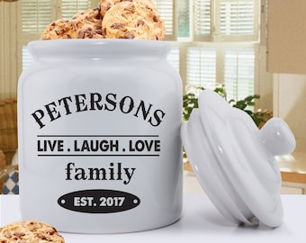 Personalized Cookie Jar - Ceramic Cookie Jar - Live Laugh Love Cookie Jar - Classic Cookie Jar - GC1077