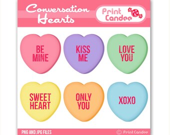70% OFF SALE! - Valentines Conversation Hearts - Digital Clip Art - Personal and Commercial Use - valentines day candy hearts