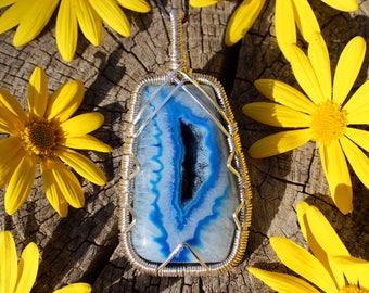 African Onyx Druzy Agate Pendant •