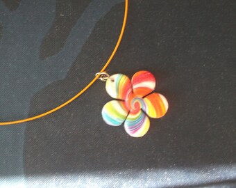 Flower polymer clay spiral necklace