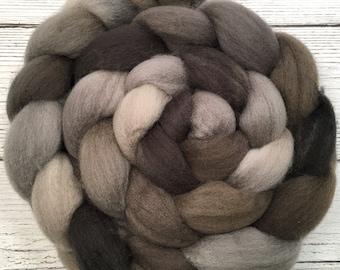 Handpainted BFL Wool Roving - 4 oz. RIVER STONE - Spinning Fiber