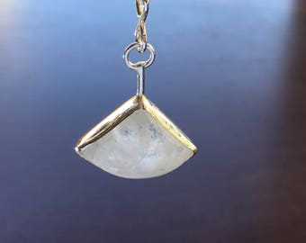 Moonstone Teardrop/Triangle-like Pendant on Sterling Silver Chain Necklace, June Birthstone Necklace, One of a Kind Moonstone Jewelry