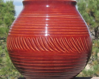 Christmas Red Large Vase - Visit shop for more Handmade Pottery