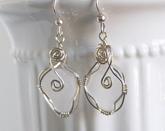 Sea glass earrings - sea glass jewelry - beach wedding earrings - ocean glass earrings - beach wedding jewelry - Seaglass earrings
