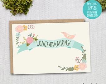 Printable Congratulations Card Graduation Card Mint and