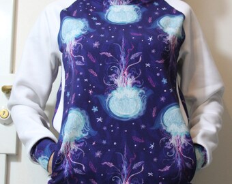 Hoodie jellyfish blue purple tones