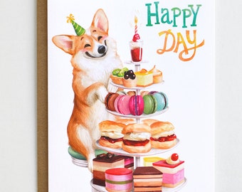 Corgi Birthday Card - Corgi Card, Dog Birthday Card, Happy Birthday Card, Dog Card, Corgi Lover