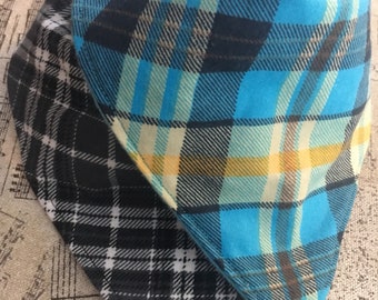 Reversible Plaid Baby Drool Bandana Bibs