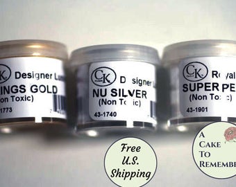 luster dust silver, gold and pearl group for cake decorating and gumpaste Ships free to U.S. Powdered color, petal dust for gumpaste flowers