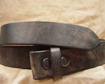 Distressed Black Leather Belt