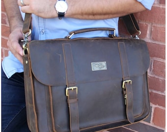 Mustang Brown Leather Messenger Bag