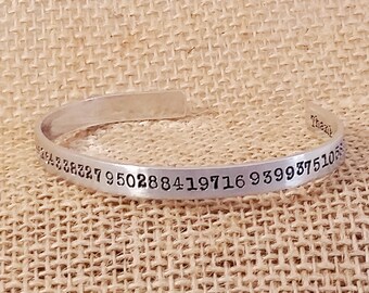 Math Teacher Gift - Pi Bracelet - Nerdy Math Bracelet - Pi Cuff - Geekery Pi item - Mathematician Jewelry - Teacher Appreciation Gift-Pi Day