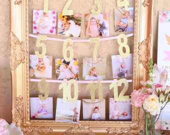 First Year Photo Banner | Milestone Banner | Baby's First Birthday Banner | Gold First Year Photo Banner | Monthly Photo Banner
