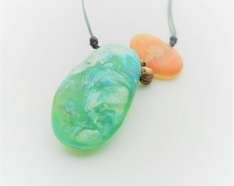 Contemporary handmade adjustable resin pendant