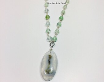 Phantom Solar Quartz Beaded Pendant Necklace, Phantom Quartz, Solar Quartz, Beaded Jewelry, Pendant Necklace, Solar Quartz Jewelry