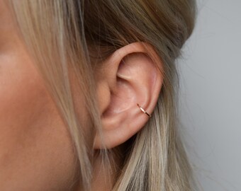 Ear Cuff - oro rosa bracciale orecchio - orecchio Wrap - martellato Ear Cuff - Conch polsino - regolabile Ear Cuff - falso Conch anello - bracciale delicato orecchio