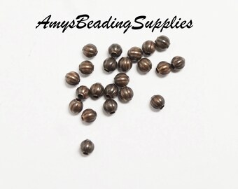 50 Melon 3.2mm Beads, Vintaj Natural Brass (BD236)
