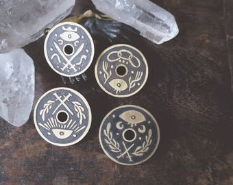 Sight - etched brass shield pins