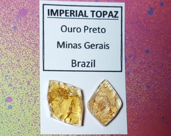 Sale 2 IMPERIAL TOPAZ Rare Double Terminated Crystals From Brazil Wire Wrap Supplies