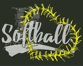 Softball logo with heart laces! Softball as PNG, JPG (high res) and EPS, Svg, Softball Clipart, Softball Graphics, Softball Tee Design