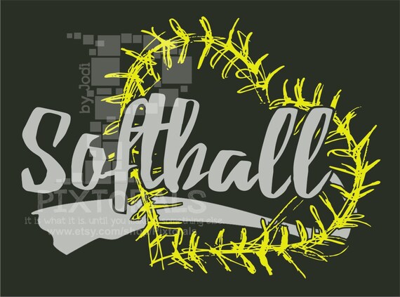 Softball logo with heart laces Softball as PNG JPG high