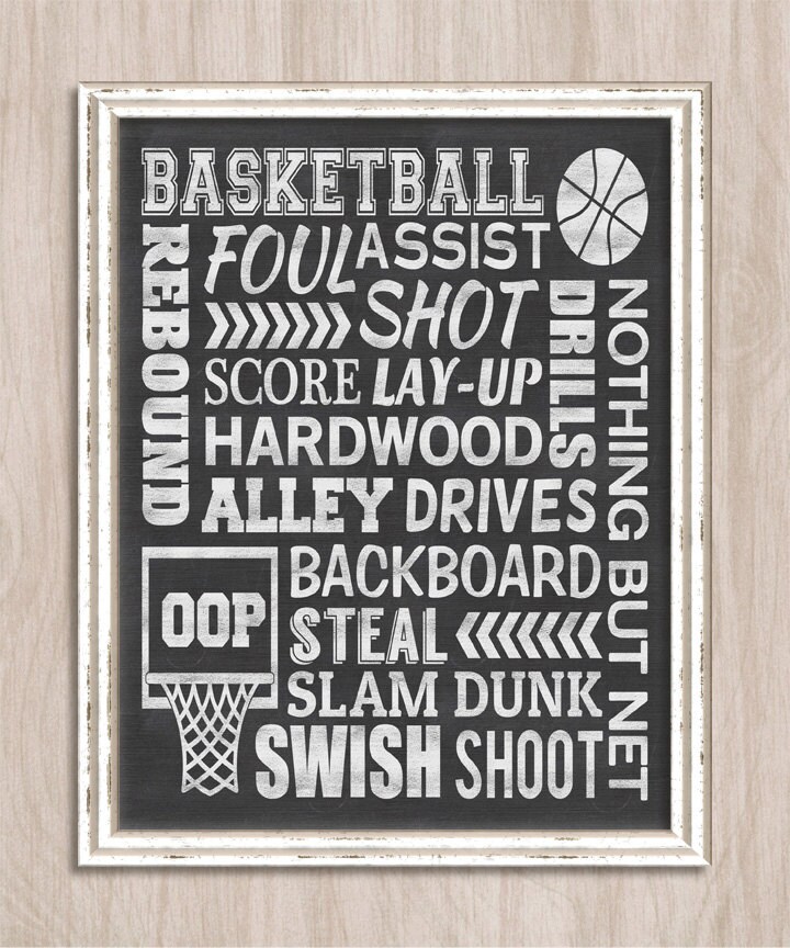 Printable Wall Art Chalkboard Basketball Subway Art