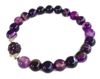 Purple Stripe Agate Bracelet