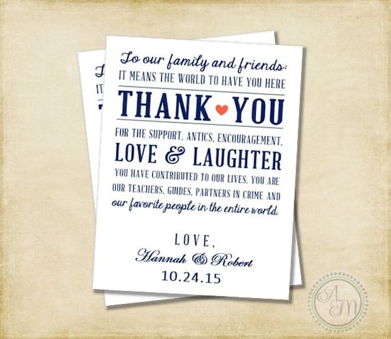 Wedding Thank You Note Welcome Bag Wedding Favor Hotel Gift