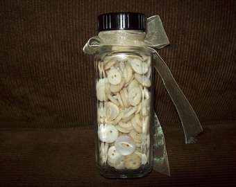 Jar Filled with Vintage White Buttons