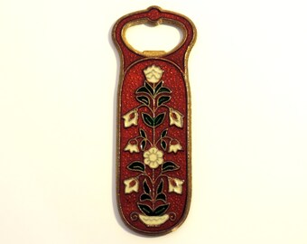 French Vintage Brass Cloisonne Bottle Opener