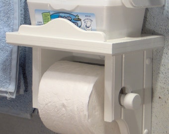White Toilet Paper Holder with Shelf