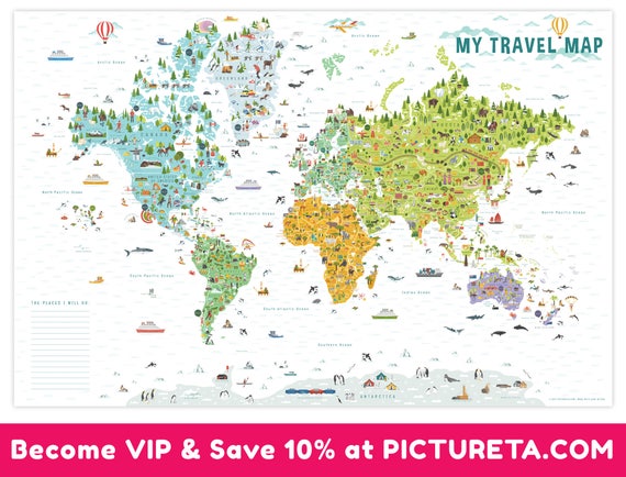 world map for kids inspirational kids gift classroom poster