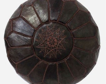 PREMIUM Genuine Leather Moroccan Pouf Pouffe - CACAO