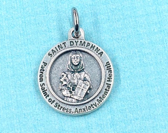 St Dymphna is Patron St of Anxiety Stress Mental Health,St Dymnpha Medal,St Dymphna Healing Medal,Rosary Medal,Catholic Medal