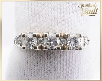 Vintage ~ dames diamant bague d’anniversaire FPP ~ 14K jaune et or blanc ~ 0.50ctw diamants taille brillant H/SI1-2 ~ STR17139 ~ GIA ~ 2800,00