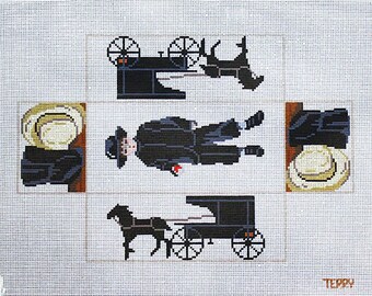 Needlepoint Brick Covers, Amish Needlepoint, Handpainted Needlepoint, Stitchpainted Needlepoint Brick Covers, Needlepoint Canvases, Amish