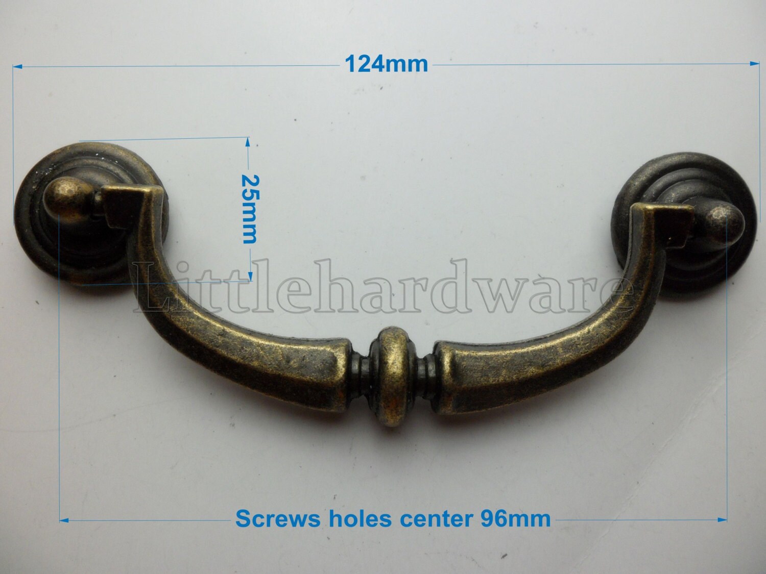 124mm length antique brass drop handles / dresser drawer