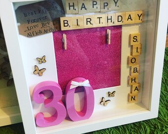 Personalised birthday box frame, Birthday frame, personalised gift, happy birthday, 30th birthday present