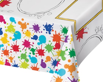 Art Party Activity Tablecover, Little Artist Plastic Tablecloth, Craft Painting Party Dinnerware, Tableware