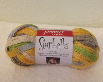 Starbella April Showers Yarn, Premier Starbella Sashay Yarn, Yellow Sashay Yarn, Grey Sashay Yarn, Spring Sashay Yarn, One Skein Scarf Yarn